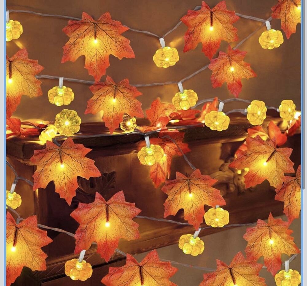 2 Pack & Timer - Fall Garland with Pumpkin Lights Fall Decorations for Home 60 L